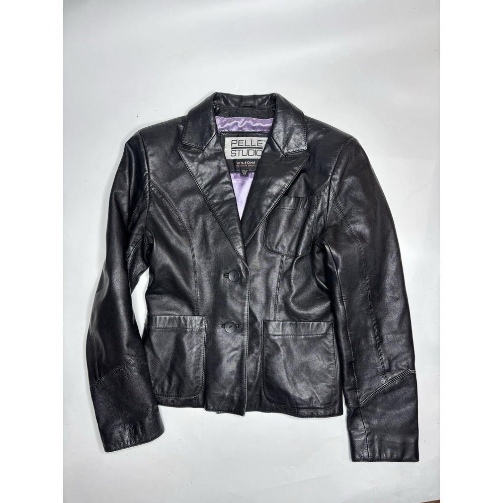 Pelle Studio By Wilsons Jacket Womans Small Black Soft Leather Coat Light Liner